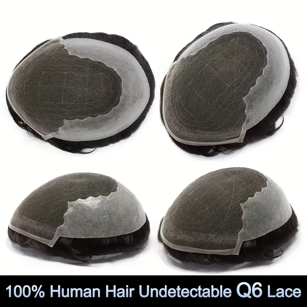 غير مرئية Q6 تنفس السويسري الدانتيل قاعدة الرجال الشعر المستعار شعري طبيعي باروكة من شعر طبيعي 7x9 تنفس السويسري الدانتيل الشعر المستعار للذكور #4