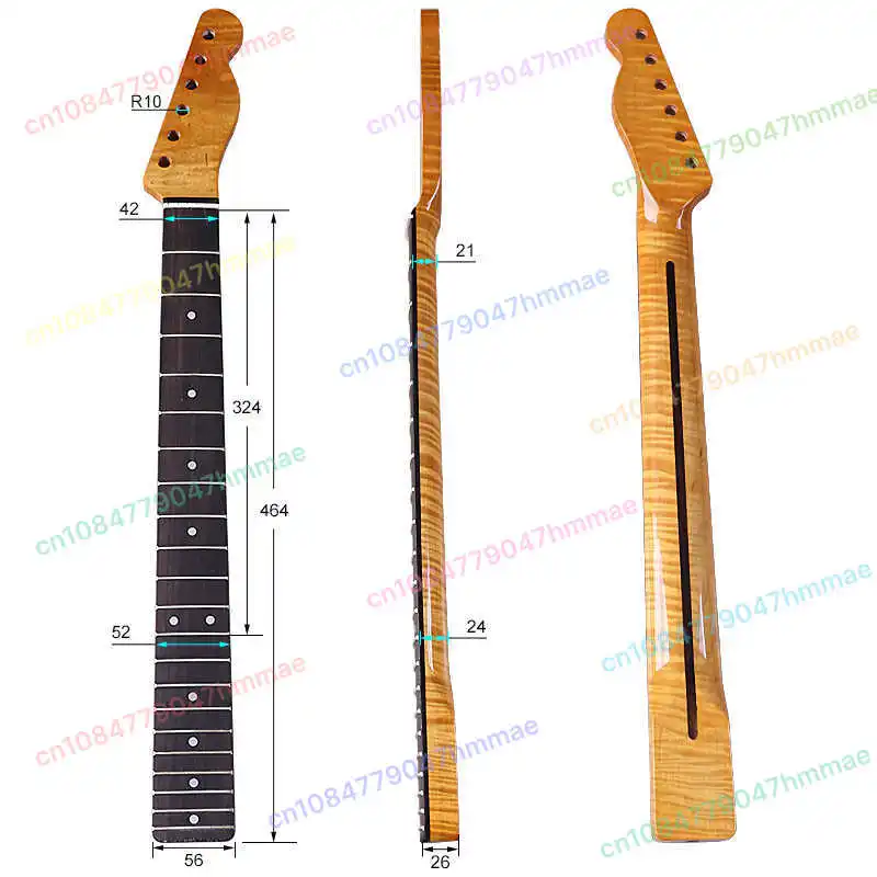 

Tiger Flame Yellow Guitar Neck 21 Frets Maple Electric Guitar Neck Bone Nut DIY for Strat Tele Style Guita