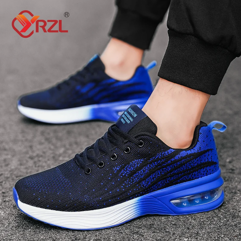 

YRZL Men's Shoes Breathable Men Sneakers Air Cushion Casual Shoes Height Increasing Mesh Lace Up Outdoor Travel Shoes Size 39-46