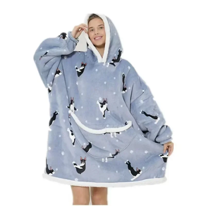 Übergroße Wearale Decke Hoodie Flanell Sherpa Fleece Warm Weich Winter Hoodie Sweatshirt für Kinder Erwachsene Kuscheln – Detail 16