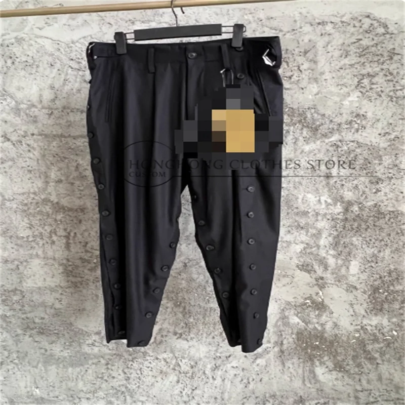

Оригинальный дизайн, регулируемые повседневные брюки с несколькими пуговицами, темные прямые рабочие брюки 2026, высококачественные мужские брюки на заказ