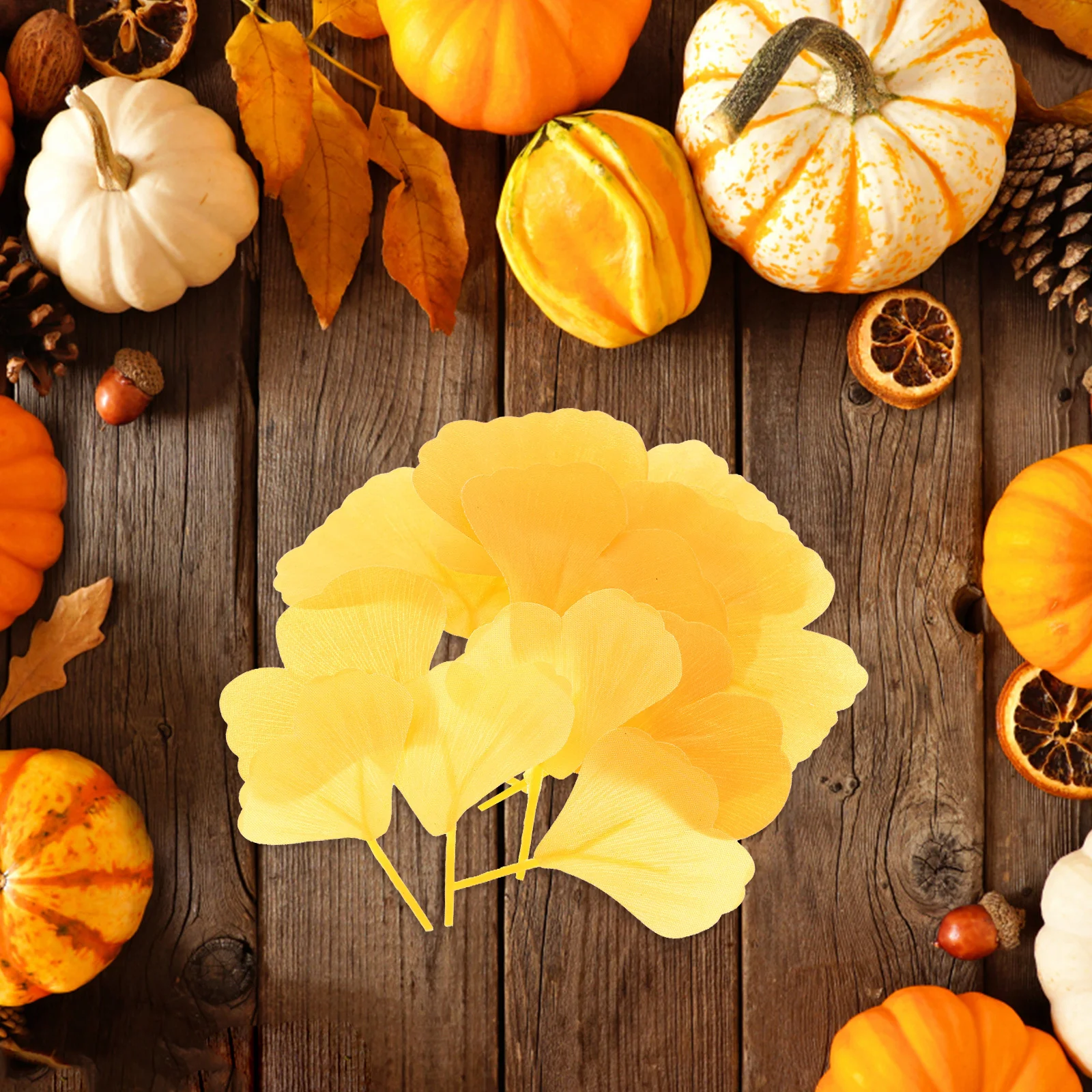 

100Pcs Fake Ginkgo Leaves Simulation Autumn Leaves Wedding Table Decor Thanksgiving Party Supplies Party Supplies