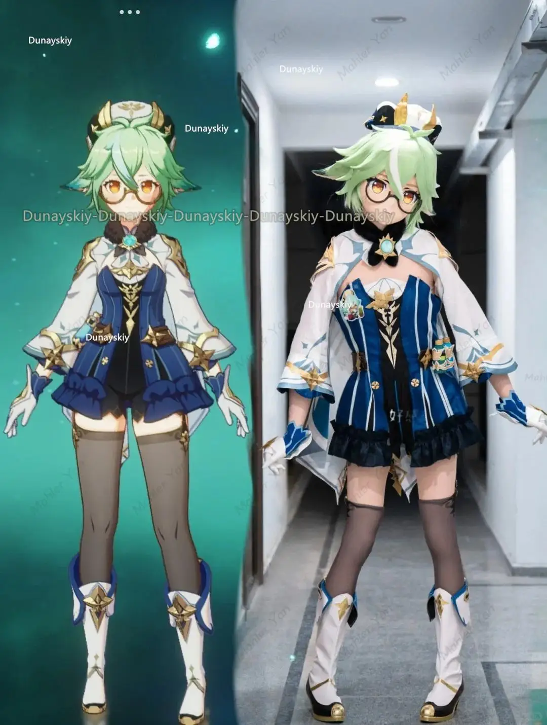 Saccharose Cosplay Kostüm Genshin Impact Erwachsenen Karneval Uniform Perücke Anime Halloween Party Outfit für Frauen Full Set Frauen Spiel