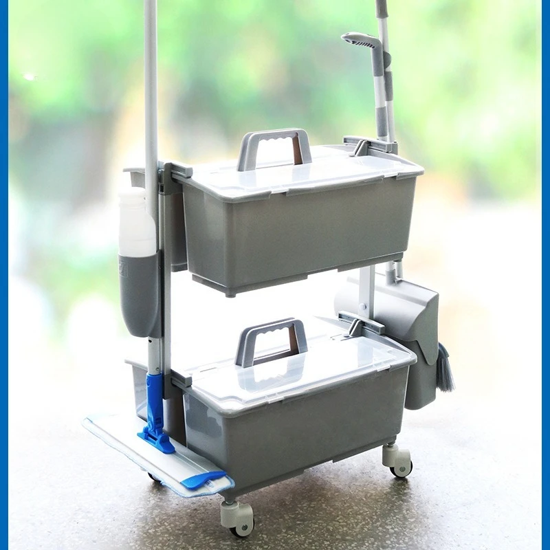 

Двухслойная тележка для распыления и очистки, ведро для хранения, ведро для мытья полов, утолщенное пластиковое ведро на колесах для уборки.
