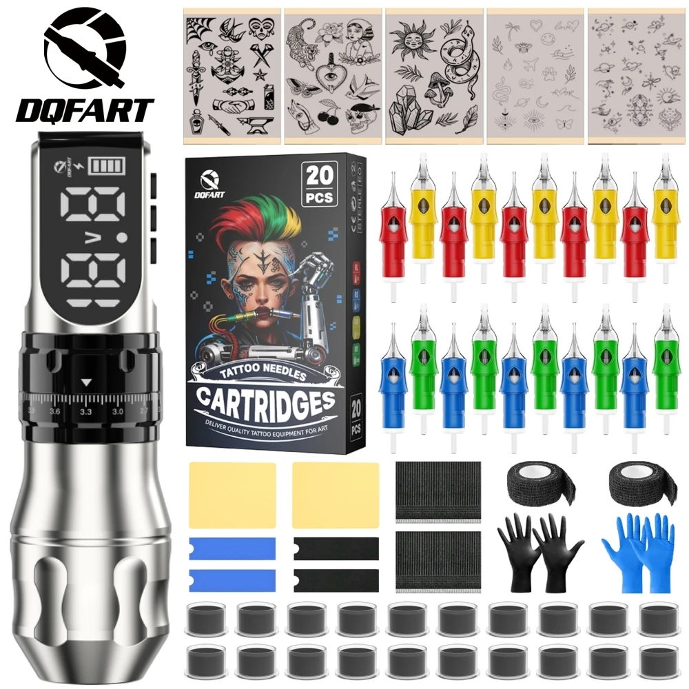 DQFART T9 Led Digltal Display Detachable Battery Electric Wireless Tattoo Machine Accessories Supplies Body Art Creative Designs