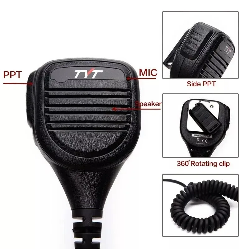 TYT MD-380 2 Pin PTT IP54 Rainproof Shoulder Speaker Mic with 3.5mm Earphone Jack for TYT Radio MD-390 TH-UV8000D TH-UVF8D