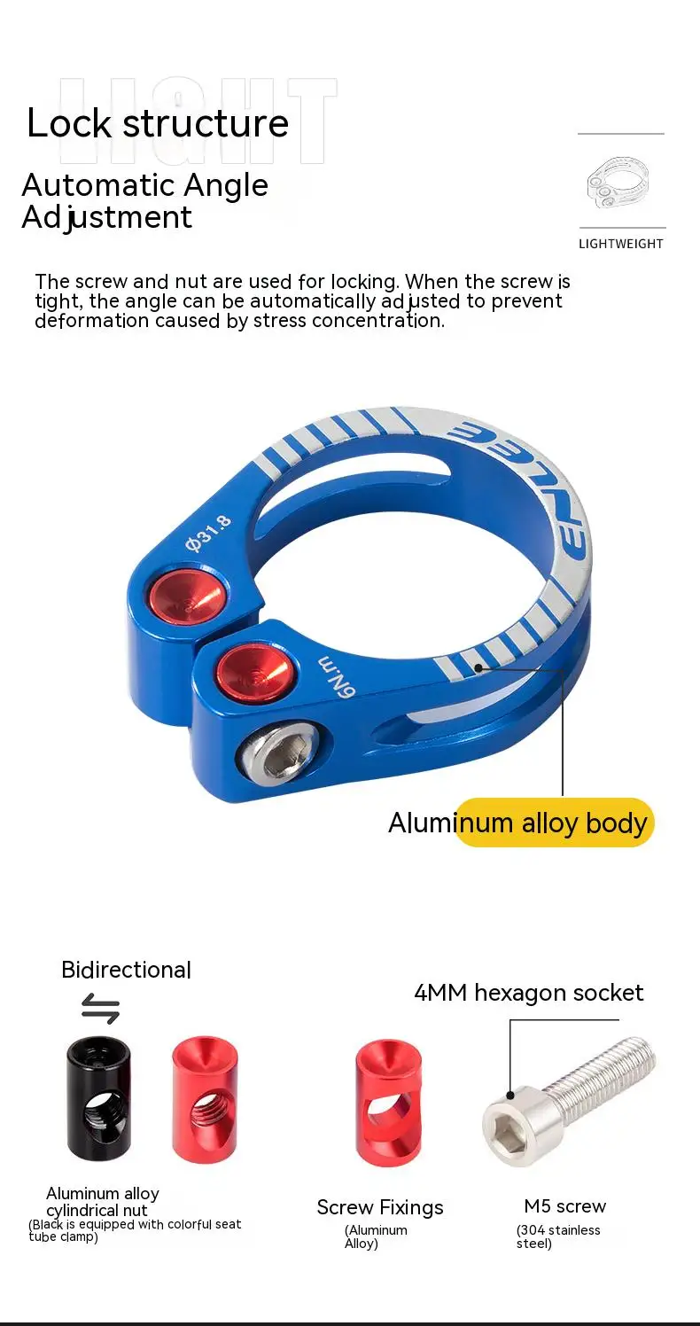 ENLEE Fahrrad Sattelstütze Klemme CNC Aluminium Legierung Radfahren Sattel Sattelstütze Klemme Für 31,8 MM 34,9 MM Fahrrad Teile sattelstütze Zubehör – Detail 10