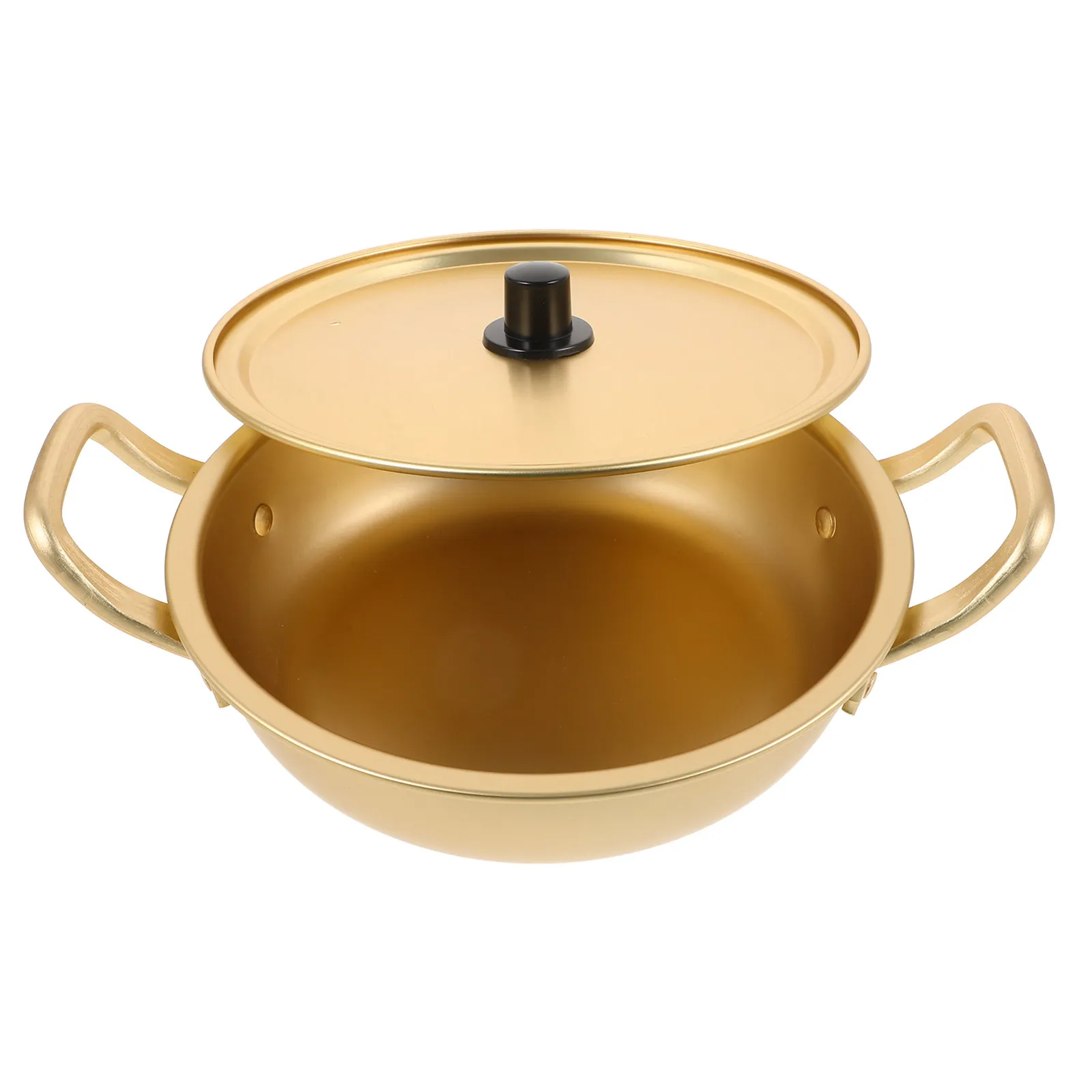 

1Pcs Korean Ramen Pot Aluminum Portable Cooking Pot Double Ears Non Stick Interior Lid Seals Heat Perfect for Noodles Soup