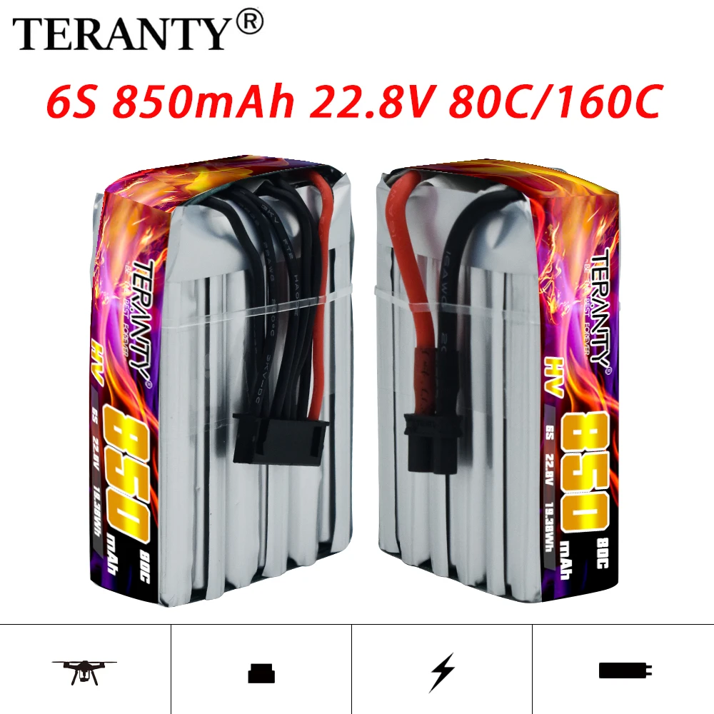 Original TERANTY 6S 22.8V 80C/160C 850mAh Lipo Battery For RC Helicopter Quadcopter FPV Racing Drone Parts Rechargeable Battery