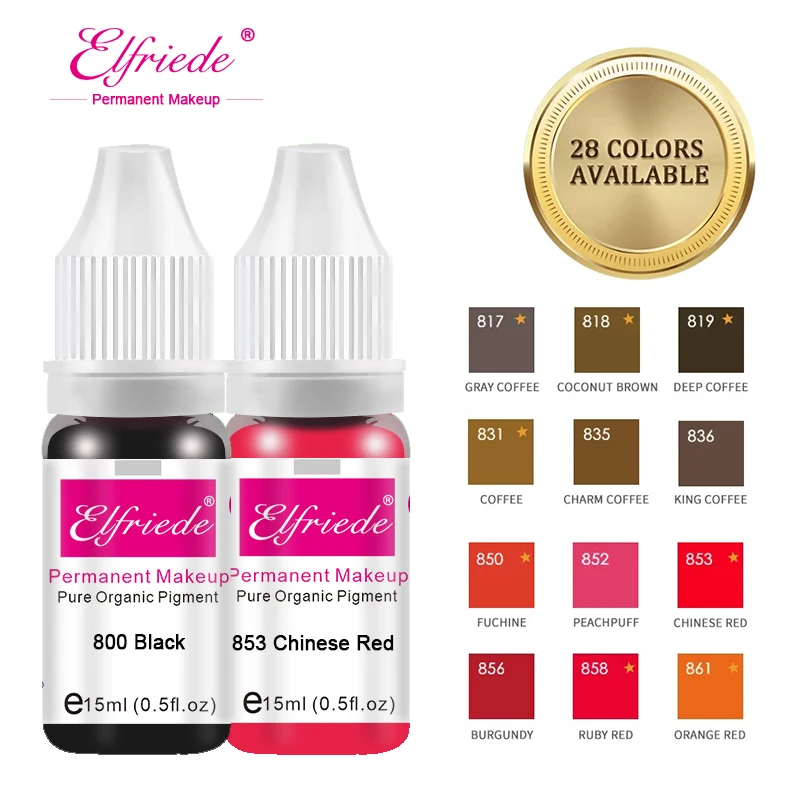 

Elfriede Pure Organic Liquid Hairstroke Eyebrow Eyeliner Microblading Pigment Lip Pigmentation PUM Tattoo Ink 15 mL/Bottle