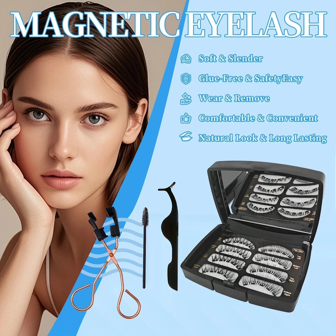 Magnetische Wimpern – 10-fache Haftung, stabiles Quantenmagnet-Wimpernset, 3D-falsche Wimpern, natürlich dick, geruchlos