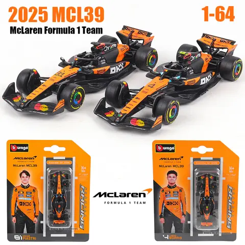 Bburago 1:64 McLaren F1 2025MCL39 # 4Lando Norris # 81 Oscar Piastri automodel serie kerstjongen cadeauspeelgoed voor kinderen