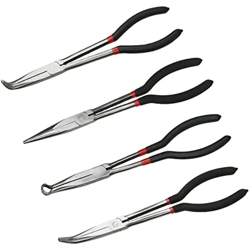 4pcs Set 11 Inch Needle Nose Pliers Straight Long Needle Nose Long Reach Circ Hand Tools