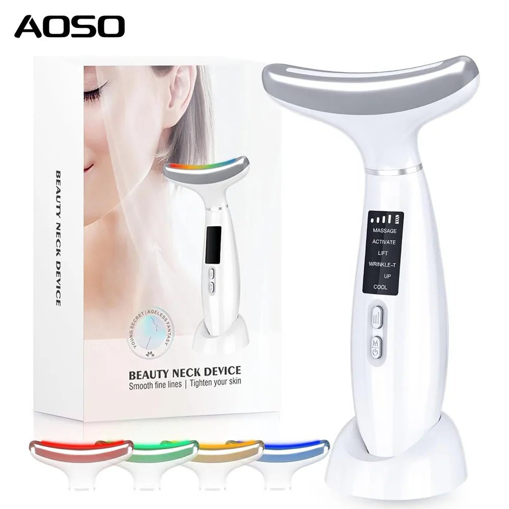 

Targets Neck Lines and Nasolabial Folds! Little Dolphin Neck Rejuvenator with 4-Color Light Neck Massager