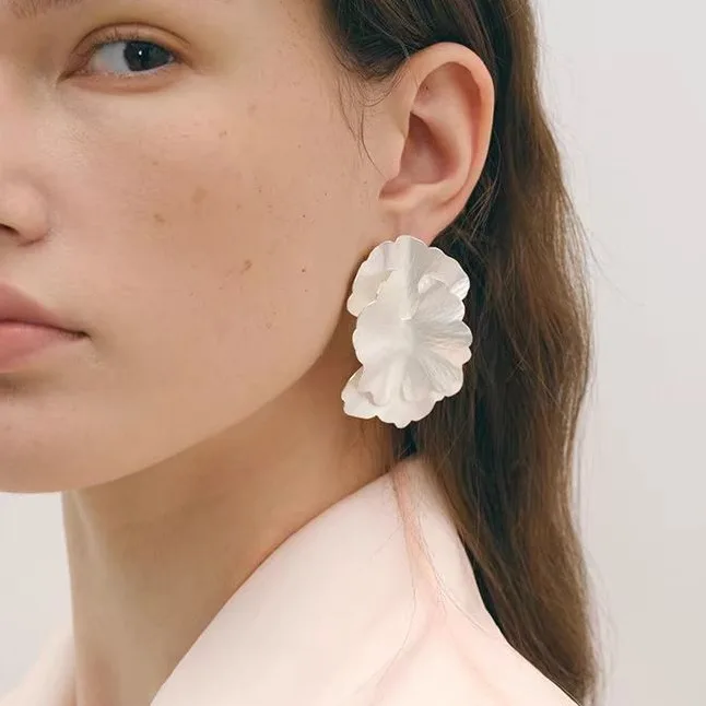 

Jenny&dave Jewelry Earrings Women's Earrings Ear Cuffs Double Layered Petal Earrings With Pure Silver Needle Earrings