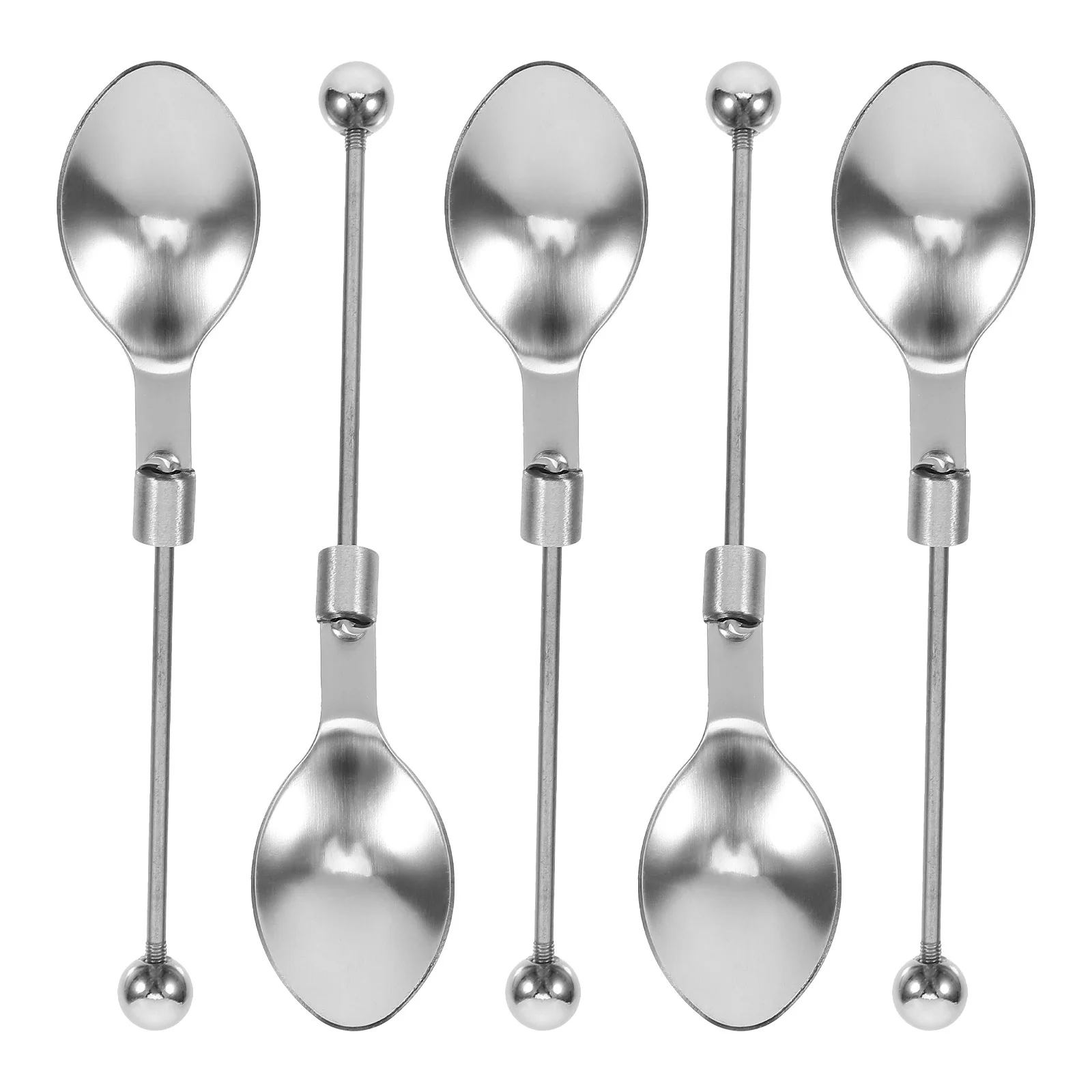 Cucharas de té con cuentas DIY, Mini cucharas agitadoras de aleación de Zinc de acero inoxidable para café, postre, cuchara con cuentas DIY, 5 uds.