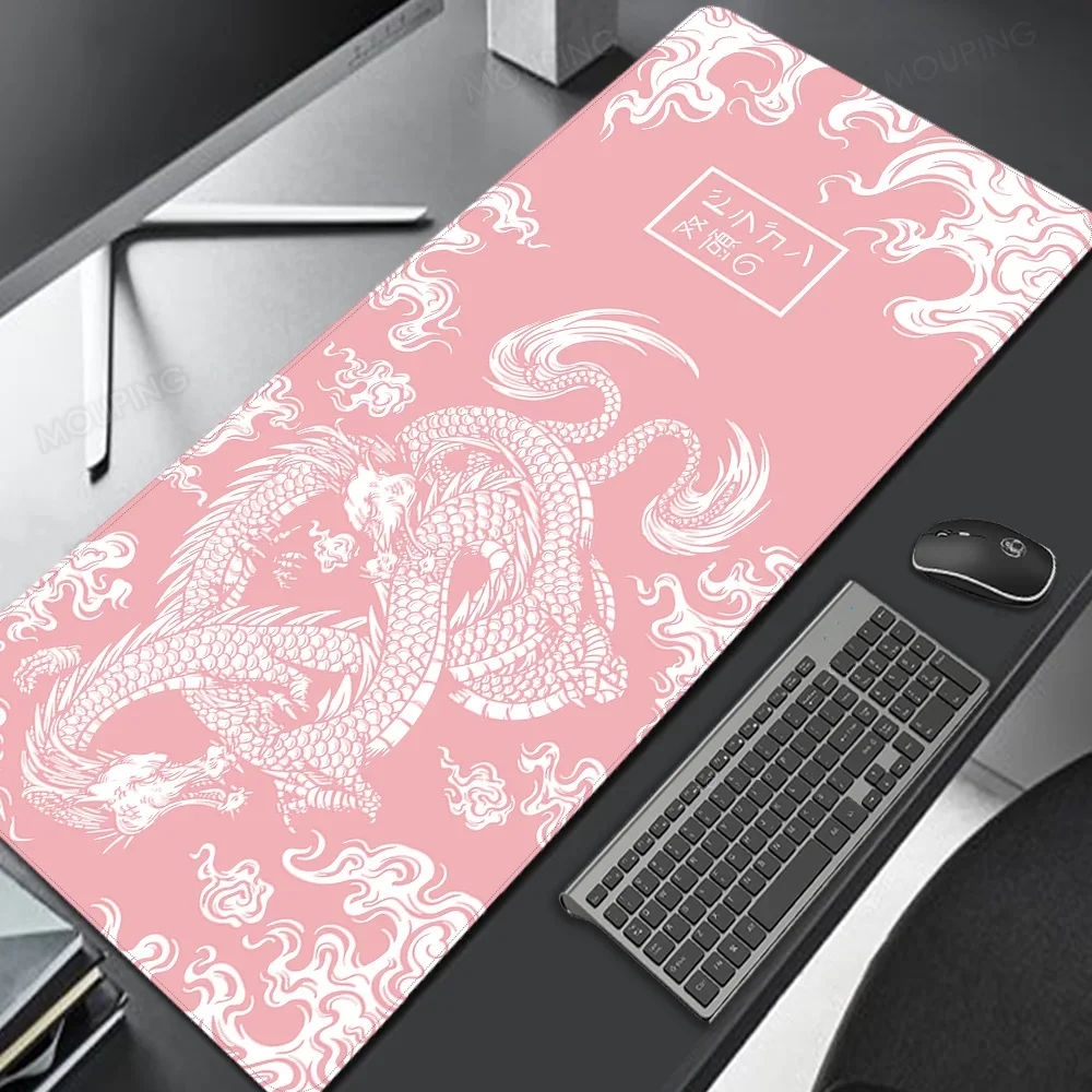 Roze En Witte Japan Dragon Muismat Deskmat Playmat Laptop Anime Gaming Toetsenbord Rubberen Pad Pad Op De Tafel Muismat Pc Kleed