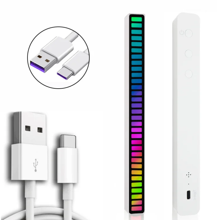 USB-Rhythmus Beleuchtung Sprach steuerung Musik Atmosphäre Licht Handy App Auto Umgebungs lampe mit 32 LED RGB Farbe Pickup Licht