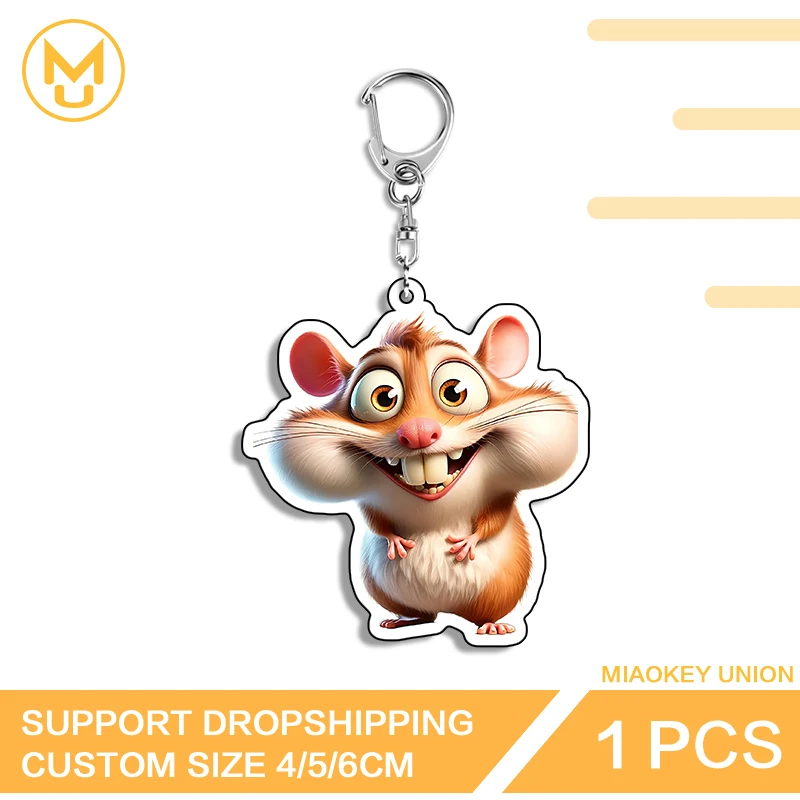 Smile Hamster Mouse Keyring Second Dimension Props Window Screen Strap Frame Edge Kawaii Keychain Desk Display Ornaments