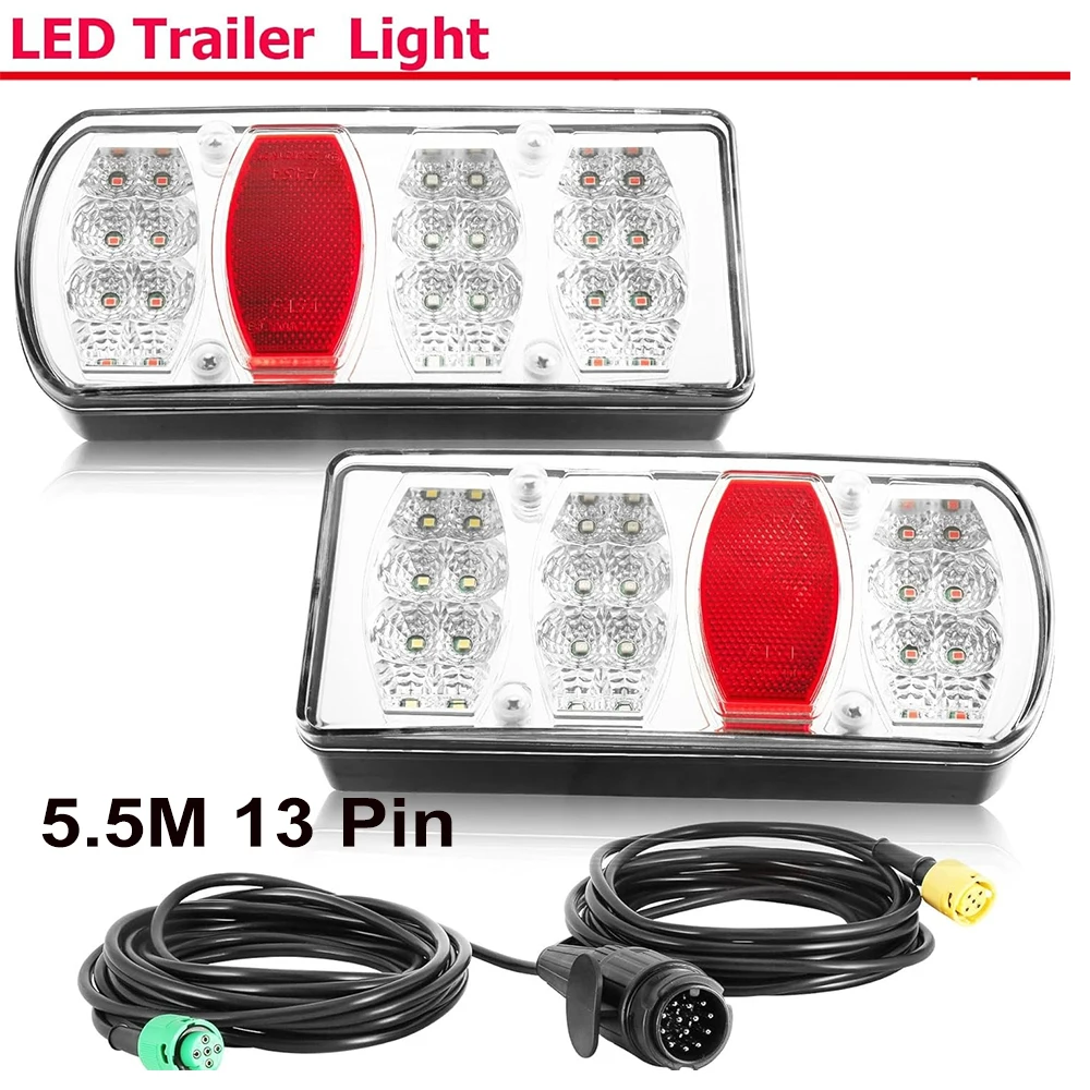 

1 комплект, 12 В, 5,5 м, 13-контактный жгут проводов, светодиодный задний фонарь для грузовика, прицепа, задний стоп-сигнал, указатель поворота, фонарь для каравана, грузовика