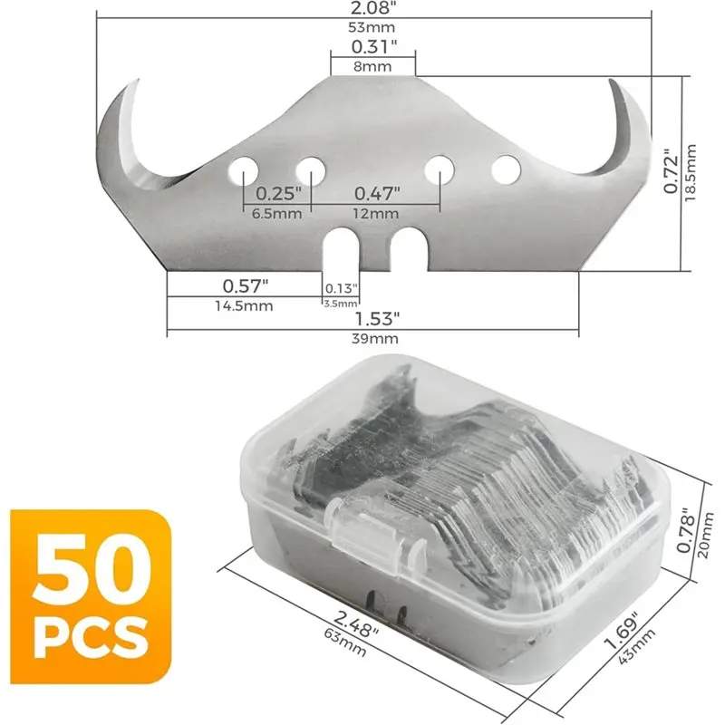 A76K سلامة القرن سكين شفرة 50 قطعة شفرات هوك فائدة لورق الجدران ، قطع السجاد ، تسقيف المواد الصناعية
