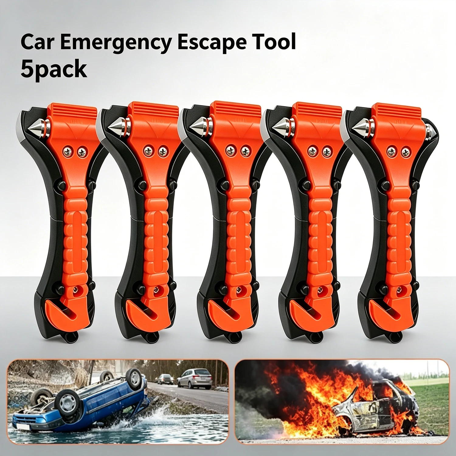 1/2PCS Survival Safety Hammer Camping Driving Car Seat Belt Cutter Emergency Escape Hammer to Break Window Glass RED