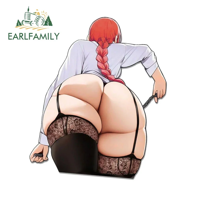 EARLFAMILY 13cm X 11cm For Makima Thicc Thighs Butt Stocking Sexy Car Stickers Personality Sunscreen Decals Car Door Protector