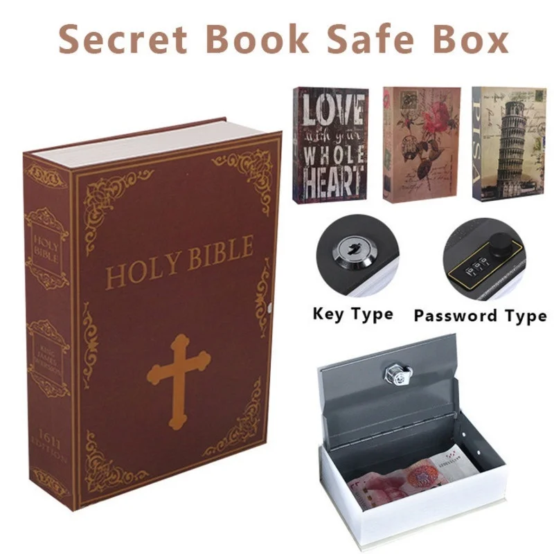 Secret Book Safe Box Anti-theft Metal Dictionary Storage Box Cash Money Hidden Security Safe Box Key Combination Locker