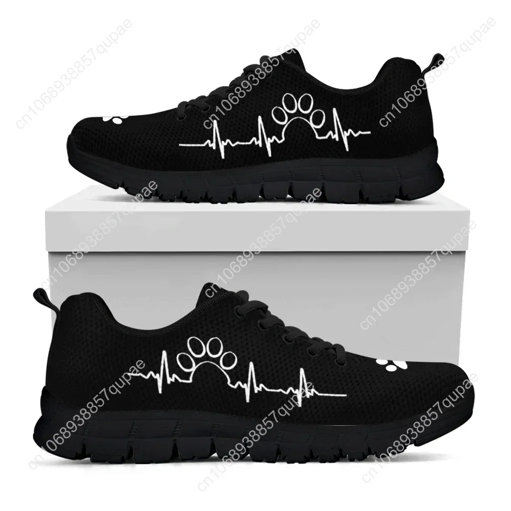 Black Dog Paw Print Shoes ECG Design Brand Fashion Sneakers Nursing Shoes For Women Animal Palm Print Zapatos Planos 3