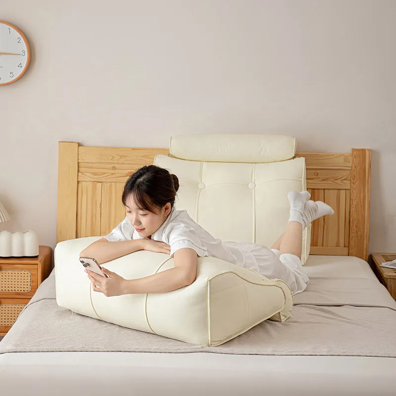 

Reading Pillow for Bedwith A Cylindrical Pillow Triangular Headboard Wedge Pillow Daybed Pillows for Sitting Up Removable