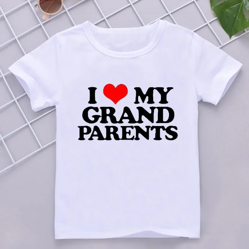 Loving Mother Family Round Collar Printed White T-shirt Short Sleeve Children Boys Clothes  Girl Clothes