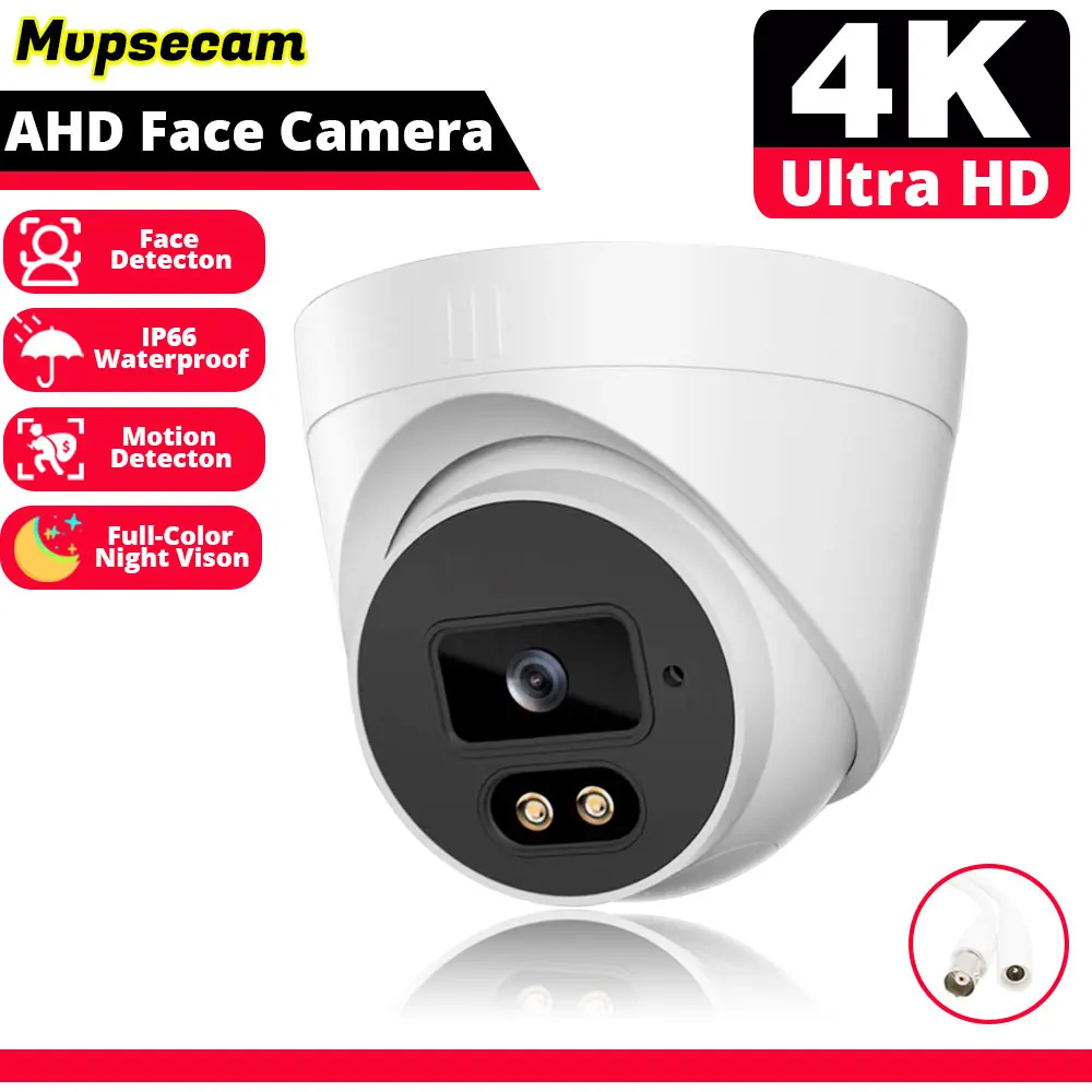 24H Video Surveillance Camera Color Night Vision AHD 8MP 4K HD Led Lighting Coaxial Digital Indoor Outdoor Security Camera 6in1