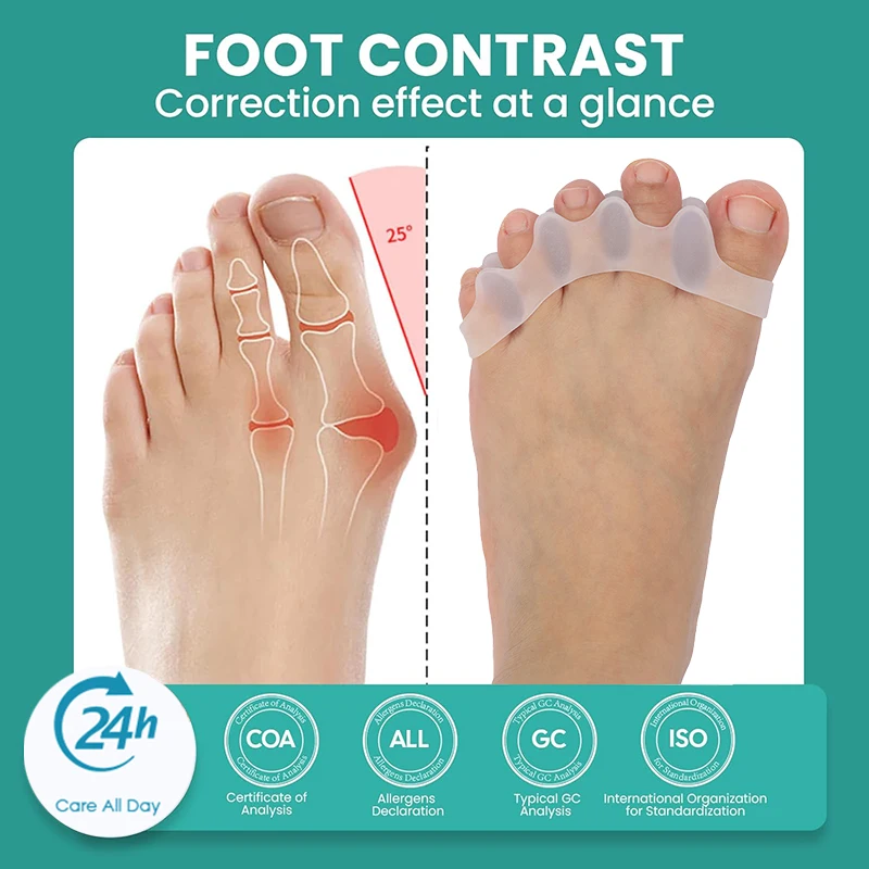 Pexmen 2/4Pcs Gel Toe Separators Restore Toes to Original Shape Toes Corrector Spacers for Bunions and Overlapping Toes