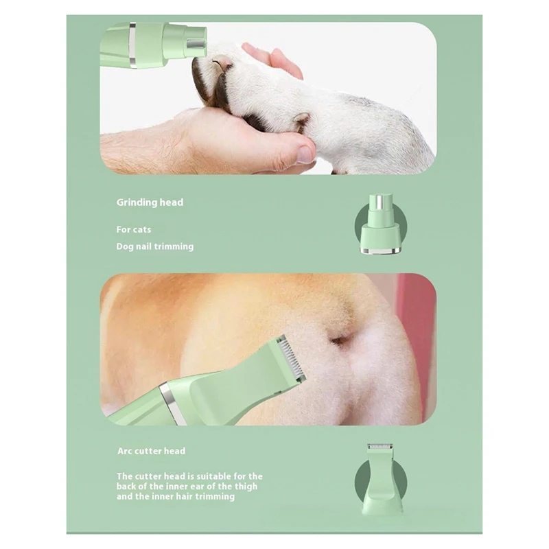

Upgraded Household Pet Shaver 4 in 1 Pet Electric Hair Trimmer Dogs Cat Grooming Clipper Nail Grinder USB Rechargeable