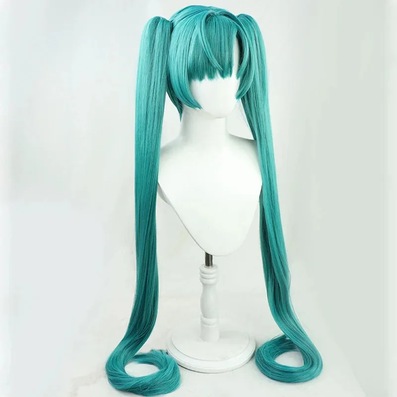 

2025 New ReadySteady Miku Wig Green 120cm Long Clip Ponytails Heat Resistant Synthetic Hair Game Anime Cosplay Wigs + Wi