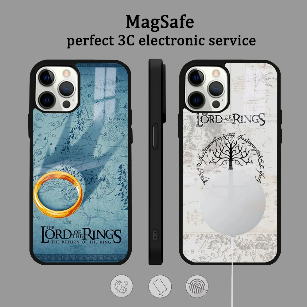 L-Lord Of The R-Rings Phone Case For IPhone 16 15 14 13 12 11 Pro Max Plus Mini Magsafe Mirror Wireless Magnetic Cover