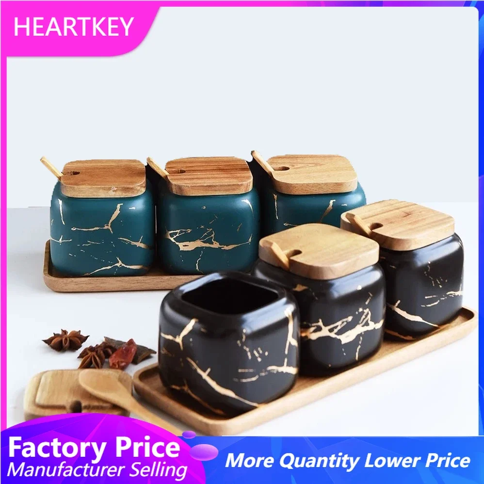 

Nordic Creative Spice Jar Salt Pepper Shakers Container Set Ceramic Can Kitchen Seasoning Tank Wooden Cover Kitchen Accessories