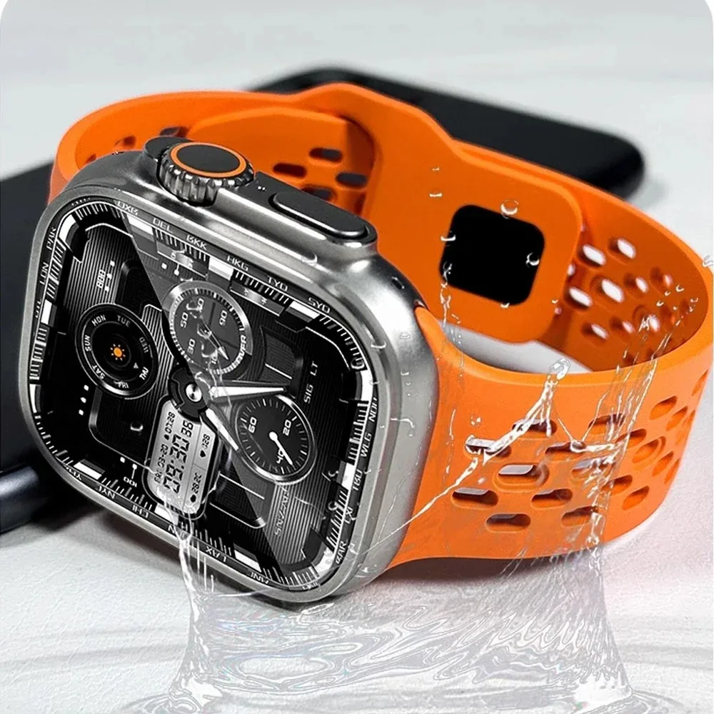 Силиконовый ремешок для Apple Watch Ultra 2/1 49 мм 10 46 мм 42 мм Удобный дышащий браслет IWatch 9 8 7 6 5 4 SE 45 мм 44 мм 41 мм