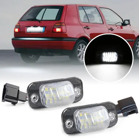 2Pcs White LED License Plate Light For VW Golf Mk3 Polo 3 Cabriolet Seat Ibiza Cordoba Vario 6K Number Plate Lamp 1H6943021