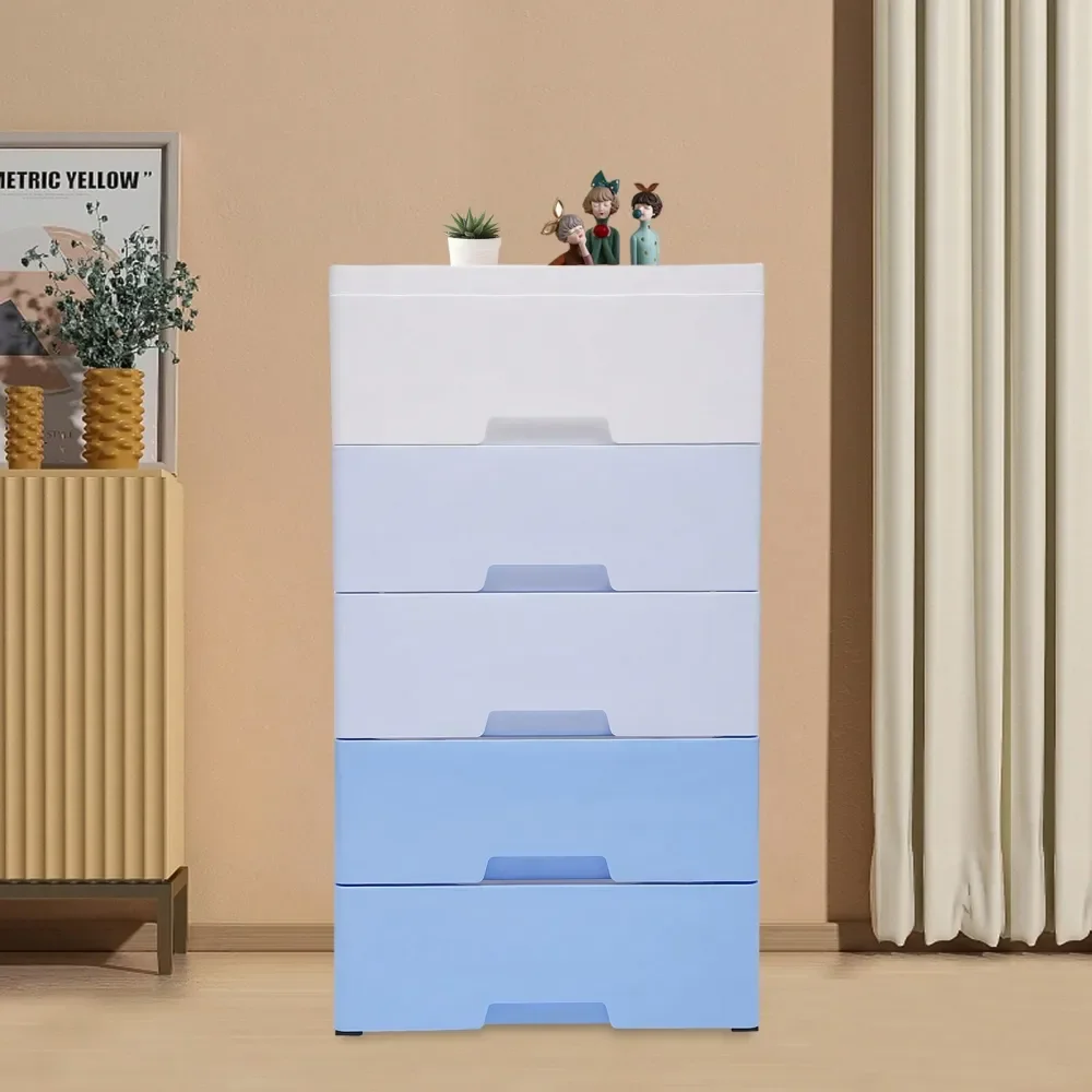 

Plastic Drawers Dresser Storage Cabinet, 5 Drawer Stackable Vertical Clothes Storage Tower, Bedroom Tall Small Chest Closet, Or