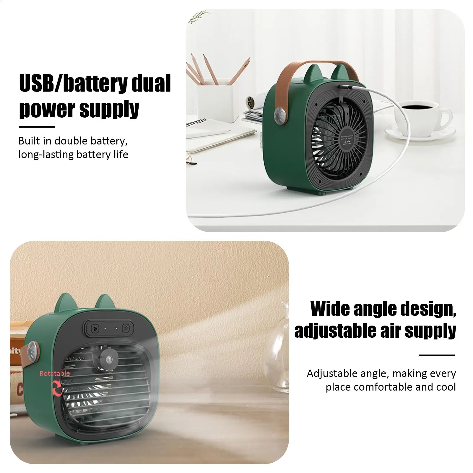 

Воздушный охладитель для комнаты, увлажняющий вентилятор кондиционера для стола, небольшое охлаждающее устройство с 3 скоростями ветра для кемпинга на открытом воздухе