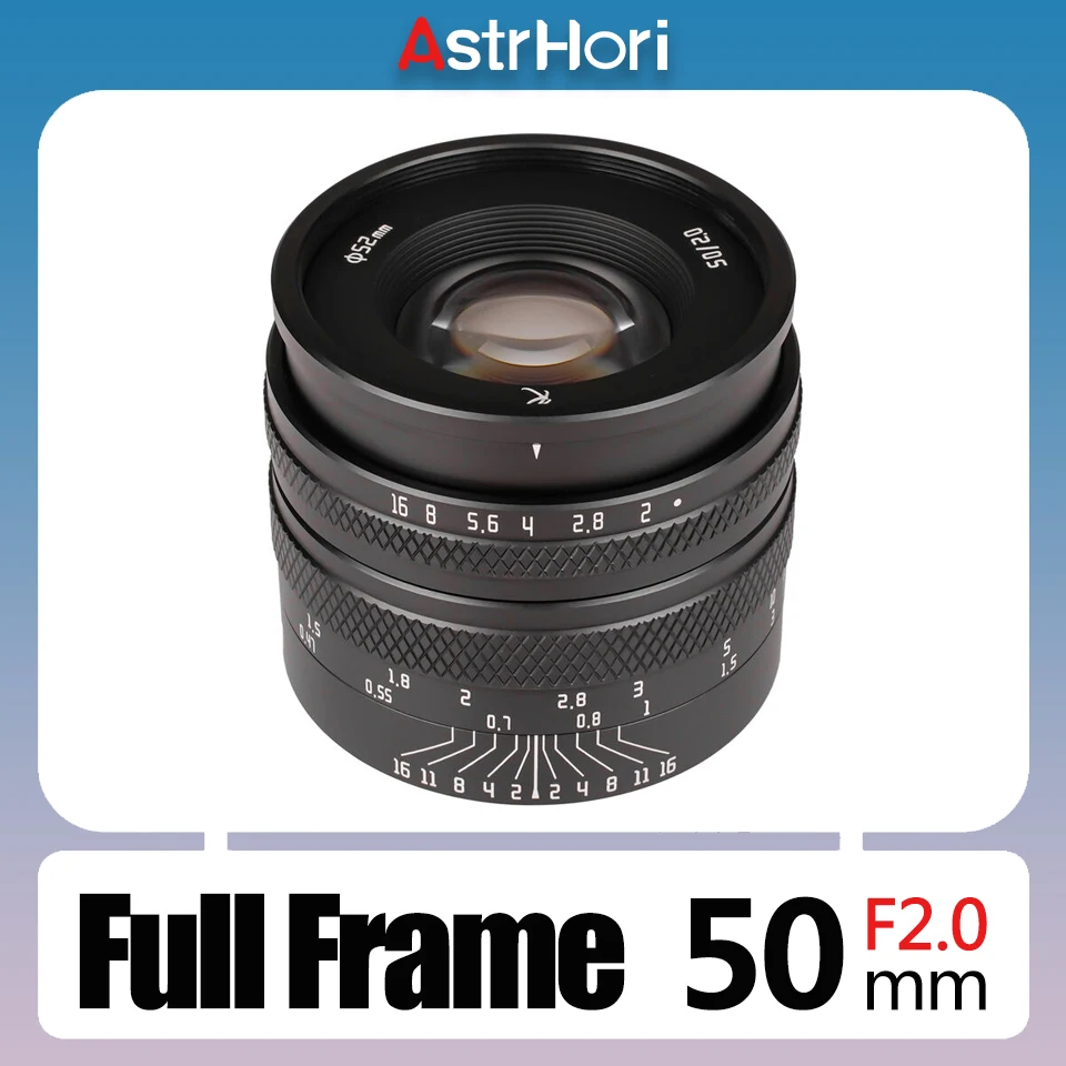 AstrHori 50mm F2 Full Frame Large Aperture Manual Camera Lens for Portrait Photography with Sony E FX L M43 Z Canon RF Mount