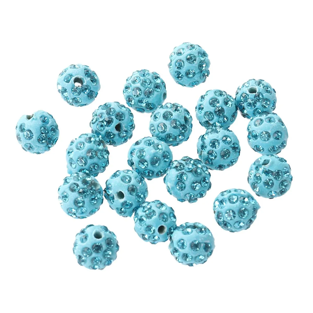 20pcs 10Mm Rhinestone Spacer Beads Crystal Round Drilling Balls For Diy Jewelry Making Shamballa Bracelets Craft Decoration
