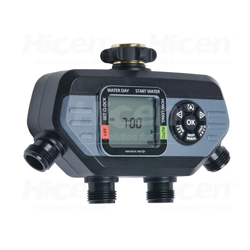 4-Zone Digital Water Timer with 5 Stainless Steel Filter Washers Set