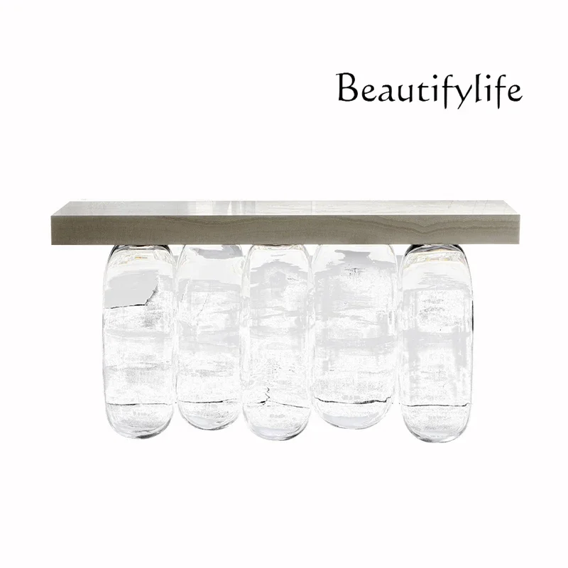 

Nordic modern designer anti-gravity glass art porch table hotel living room villa