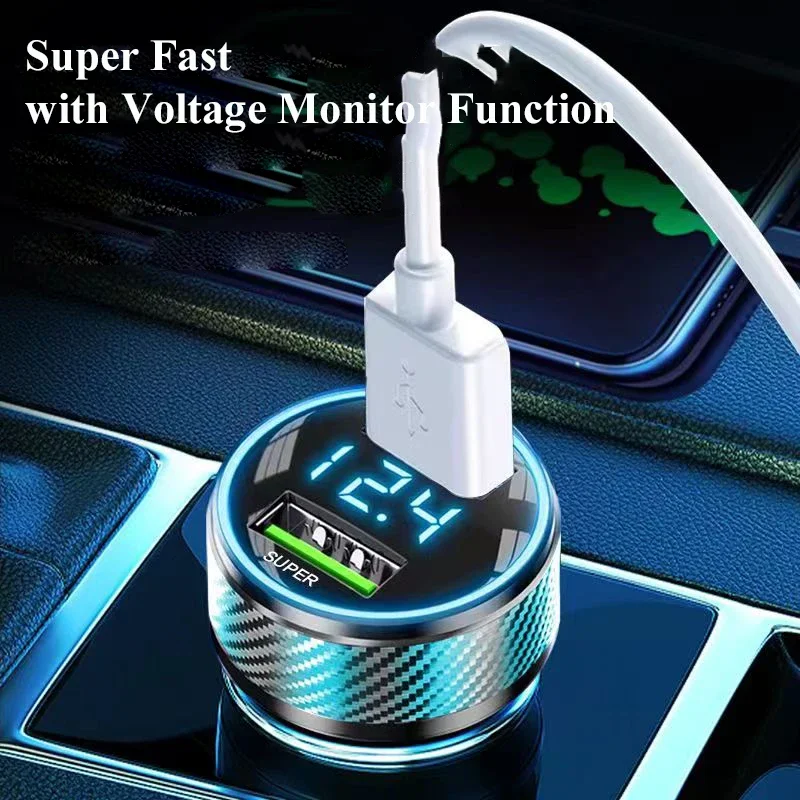 300W USB Car Charger with Voltage Monitor Super Fast Charging Adapter for iPhone 15 Pro Max Samsung OPPO VIVO Huawei Oneplus