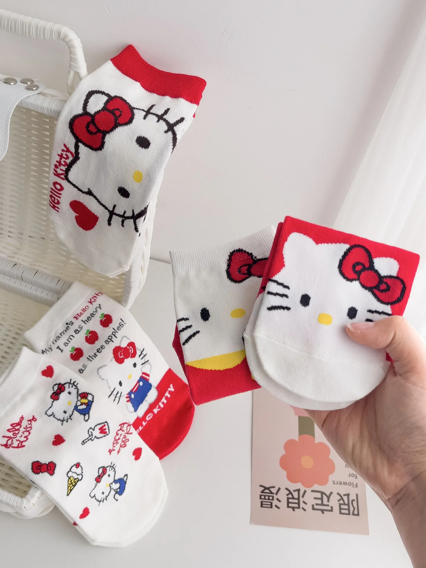 5 Paare kawaii sanrio hello kitty Frauen Socken niedlichen Cartoon Weihnachts socken Anime Baumwolle koreanische süße und bequeme Socken Mädchen