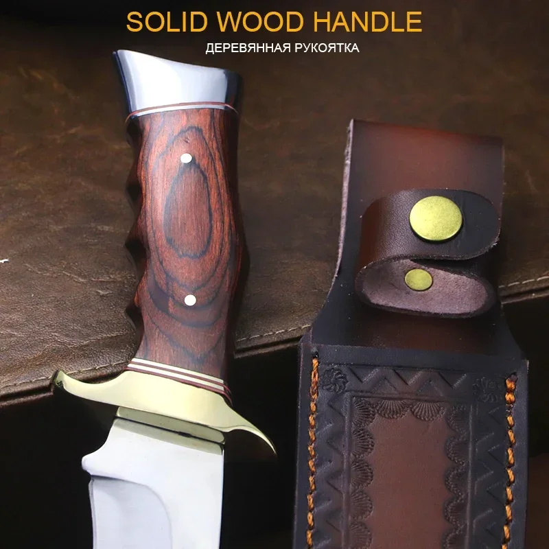 DEHONG (USA) Painted wood handle high-end outdoor camping knife, jungle hunting knife, EDC tool knife