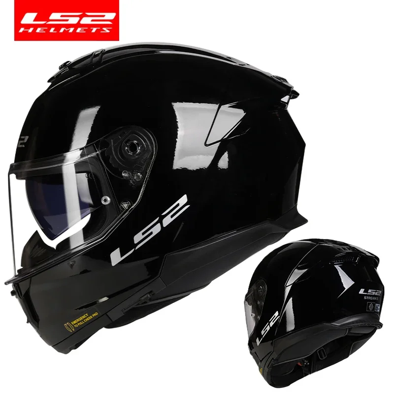 LS2 FF800 Motorcycle Helmet ABS Full Helmet Men's and Women's Double Lenses Four Season Large Size Motorcycle Anti-fog Helmet