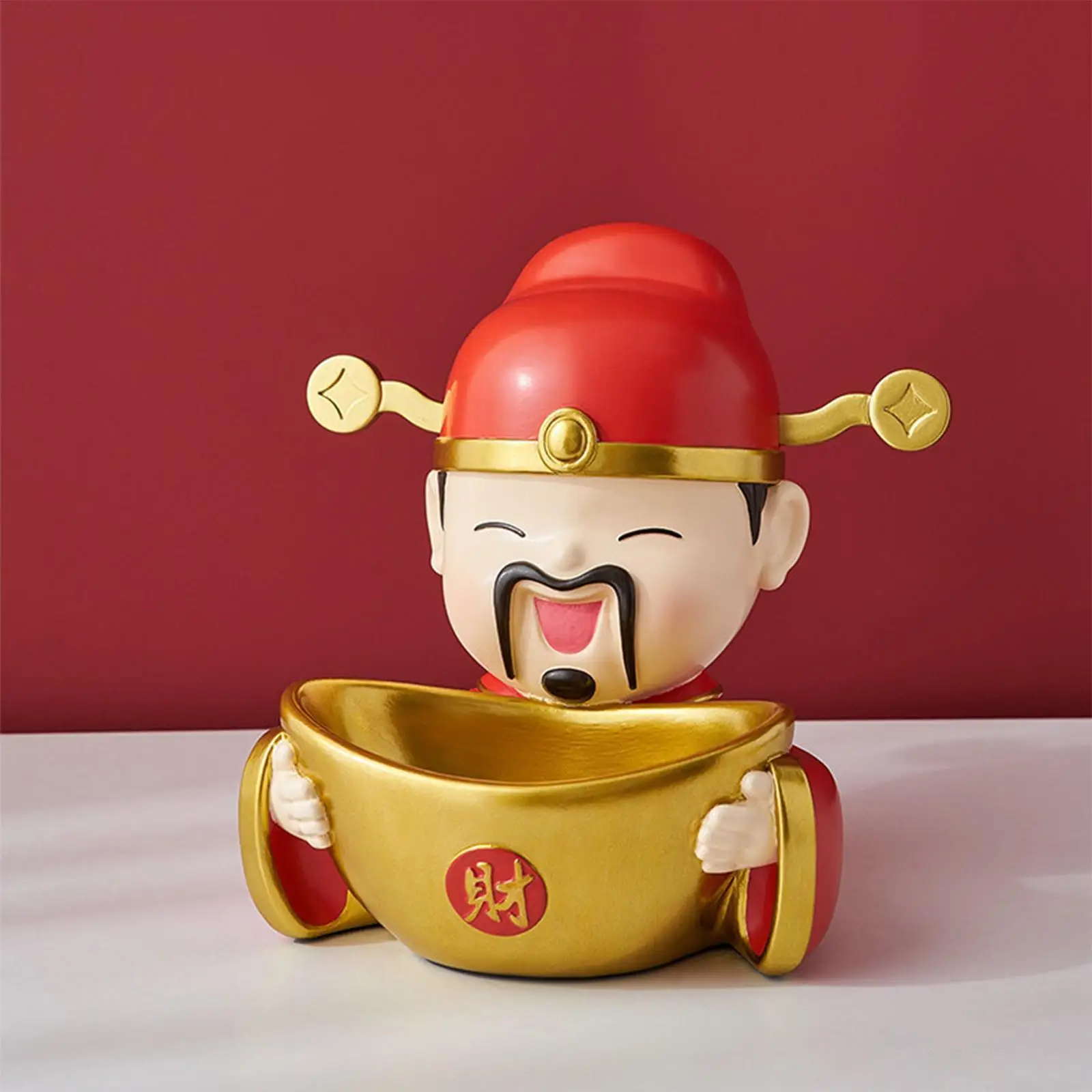 

Статуя китайского бога богатства с подносом для хранения новогоднего офисного магазина